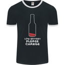 Funny Beer Alcohol Please Charge Mens Ringer T-Shirt FotL Black/White