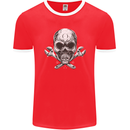 Spanner Skull Mechanic Biker Mens Ringer T-Shirt FotL Red/White