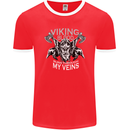 Viking Blood Odin Valhalla Norse Mythology Mens Ringer T-Shirt FotL Red/White