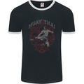 Muay Thai Fighter Warrior MMA Martial Arts Mens Ringer T-Shirt FotL Black/White