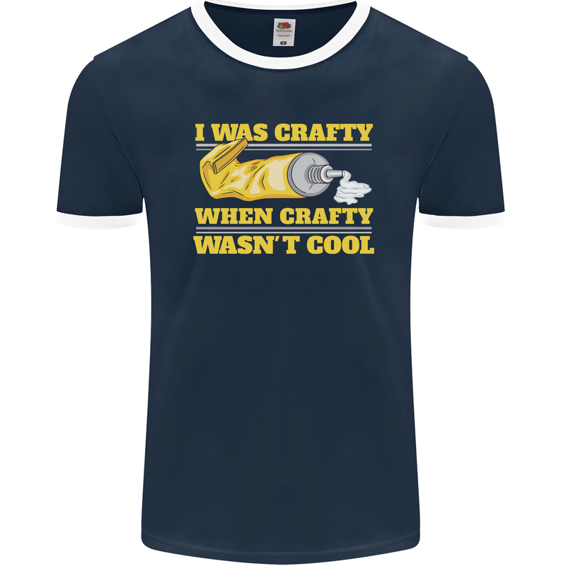 Arts and Crafts Funny Crafty Artist Art Mens Ringer T-Shirt FotL Navy Blue/White