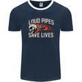 Biker Loud Pipes Saves Lives Motorcycle Mens Ringer T-Shirt FotL Navy Blue/White