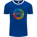 Gamming Eat Sleep Game Repeat Gamer Mens Ringer T-Shirt FotL Royal Blue/White