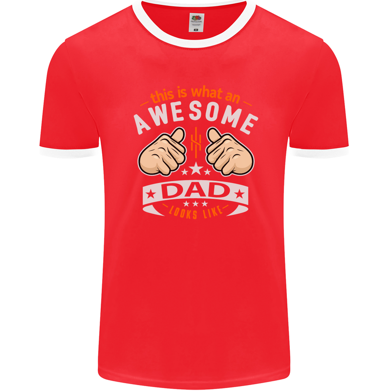 This Is What an Awesome Dad Father's Day Mens Ringer T-Shirt FotL Red/White