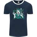 A Gothic Zombie Teddy Bear Halloween Mens Ringer T-Shirt FotL Navy Blue/White