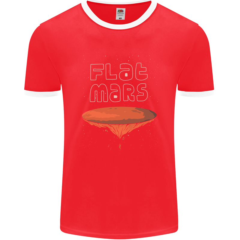 Flat Planet Mars Mens Ringer T-Shirt FotL Red/White