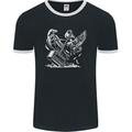 Viking Hammer and Raven Mens Ringer T-Shirt FotL Black/White