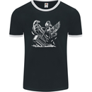 Viking Hammer and Raven Mens Ringer T-Shirt FotL Black/White