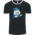 A Cat In Bed Under the Duvet Mens Ringer T-Shirt FotL Black/White