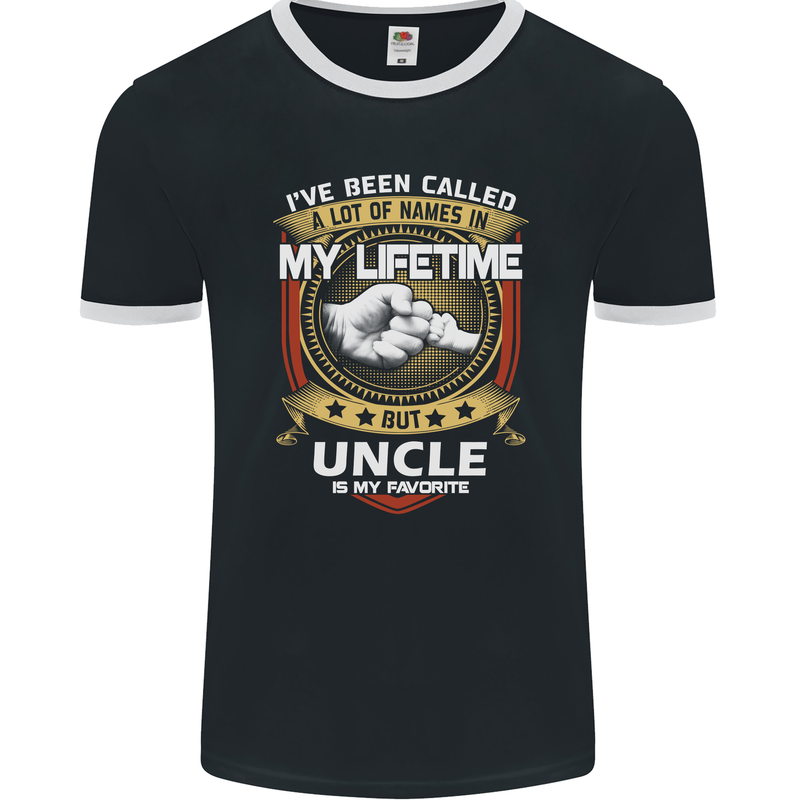 Uncle Is My Favourite Funny Fathers Day Mens Ringer T-Shirt FotL Black/White