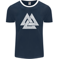 Viking Valknut Symbol  Norse Mythology Thor Mens Ringer T-Shirt FotL Navy Blue/White