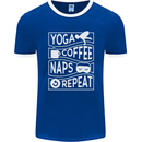 Yoga Coffee Naps Repeat Funny Mens Ringer T-Shirt FotL Royal Blue/White