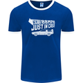 I Drive at 88mph Just in Case Funny Mens Ringer T-Shirt FotL Royal Blue/White