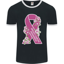 Breast Cancer Awareness Bow Mens Ringer T-Shirt FotL Black/White