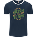 Irish Drinking Team Funny St. Patricks Day Mens Ringer T-Shirt FotL Navy Blue/White