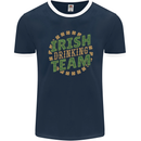 Irish Drinking Team Funny St. Patricks Day Mens Ringer T-Shirt FotL Navy Blue/White