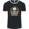 Biker Skull Here Today Motorbike Motorcycle Mens Ringer T-Shirt FotL Black/White