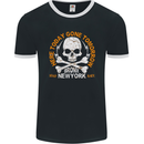 Biker Skull Here Today Motorbike Motorcycle Mens Ringer T-Shirt FotL Black/White