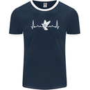 Pigeon Hunting Heart Beat Hunter ECG Mens Ringer T-Shirt FotL Navy Blue/White