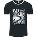 Eat Sleep Fish Funny Fishing Fisherman Mens Ringer T-Shirt FotL Black/White