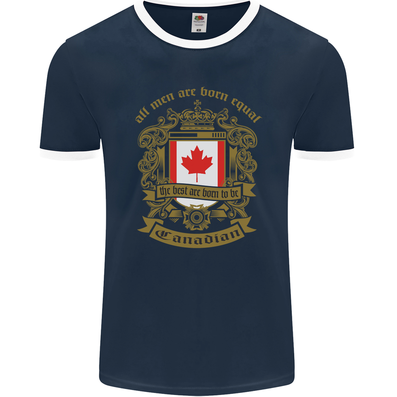 All Men Are Born Equal Canadian Canada Mens Ringer T-Shirt FotL Navy Blue/White