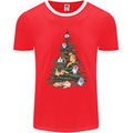 Cat Christmas Tree Mens Ringer T-Shirt FotL Red/White