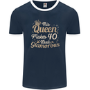 40th Birthday Queen Forty Years Old 40 Mens Ringer T-Shirt FotL Navy Blue/White