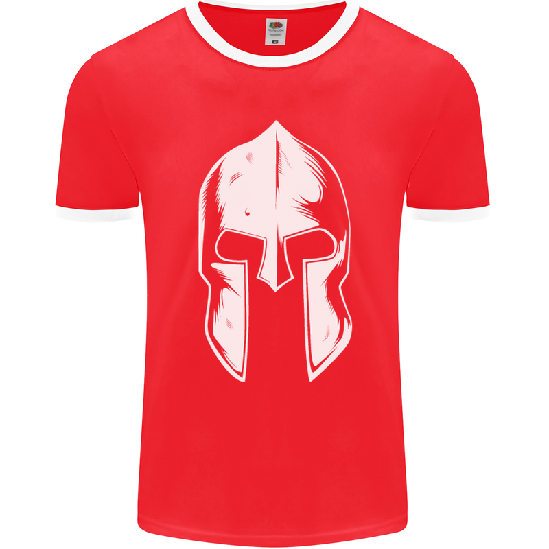 Spartan Helmet Weight Training Fitness Gym Mens Ringer T-Shirt FotL Red/White