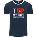 I Heart My Wife Rugby Player Funny Union Mens Ringer T-Shirt FotL Navy Blue/White