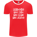 Grandad the Man Myth Legend Funny Mens Ringer T-Shirt FotL Red/White