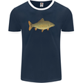 A Carp Fish Fishing Fisherman Mens Ringer T-Shirt FotL Navy Blue/White