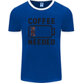 Coffee Needed Funny Addict Mens Ringer T-Shirt FotL Royal Blue/White