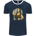 Mona Lifter Funny Gym Bodybuilding Workout Mens Ringer T-Shirt FotL Navy Blue/White