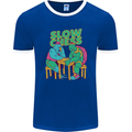 Slow Chess Funny Tortoise & Cock Mens Ringer T-Shirt FotL Royal Blue/White