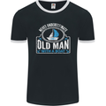 An Old Man With a Boat Sailor Sailing Funny Mens Ringer T-Shirt FotL Black/White