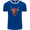Colourful Highland Cow Mens Ringer T-Shirt FotL Royal Blue/White