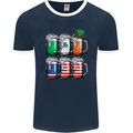 St Patricks Day Beer USA Irish American Mens Ringer T-Shirt FotL Navy Blue/White