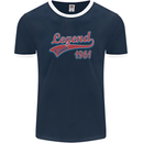 Legend Since 62nd Birthday 1961 Mens Ringer T-Shirt FotL Navy Blue/White