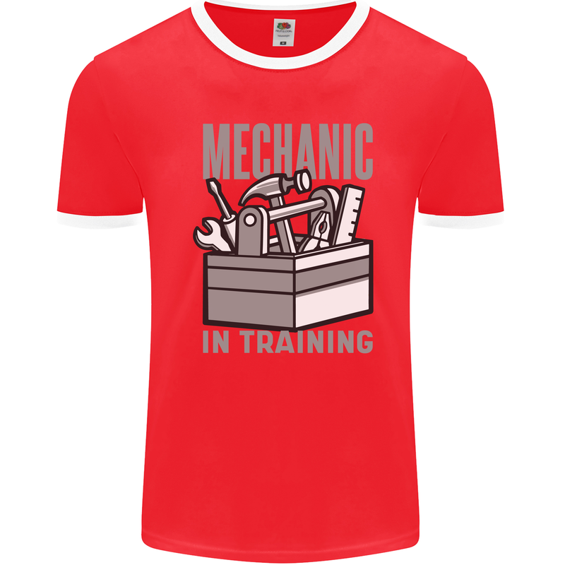 Funny Mechanic in Training Mens Ringer T-Shirt FotL Red/White