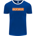 Coffee Periodic Table Chemistry Geek Funny Mens Ringer T-Shirt FotL Royal Blue/White