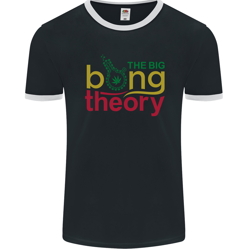 The Big Bong Theory Funny Weed Cannabis Mens Ringer T-Shirt FotL Black/White