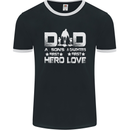 Fathers Day Son Hero Daughter Love Dad Mens Ringer T-Shirt FotL Black/White