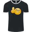 Emoji Middle Finger Flip Funny Offensive Mens Ringer T-Shirt FotL Black/White