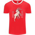 Chinese Zodiac Shengxiao Year of the Goat Mens Ringer T-Shirt FotL Red/White