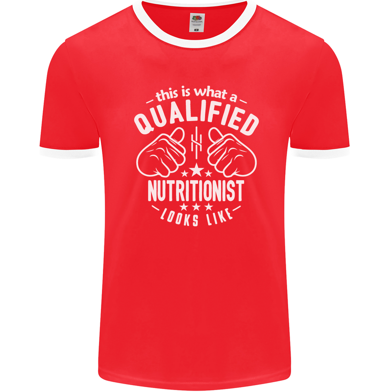 A Qualified Nutritionist Looks Like Mens Ringer T-Shirt FotL Red/White