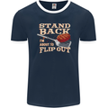 Flip Out Funny BBQ Grill Mens Ringer T-Shirt FotL Navy Blue/White