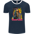 Cute Hell Cat Grim Reaper Skull Halloween Mens Ringer T-Shirt FotL Navy Blue/White