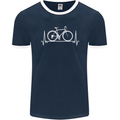 Cycling Heart Beat ECG Bike Bicycle Cyclist Mens Ringer T-Shirt FotL Navy Blue/White