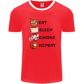 Eat Sleep Smoke Weed Repeat Drugs Cannabis Mens Ringer T-Shirt FotL Red/White