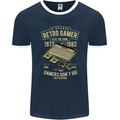 Retro Gamer Funny Gaming Mens Ringer T-Shirt FotL Navy Blue/White